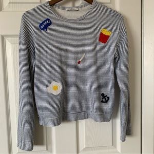 Zara Striped Top with Fun Embroidery - Size S